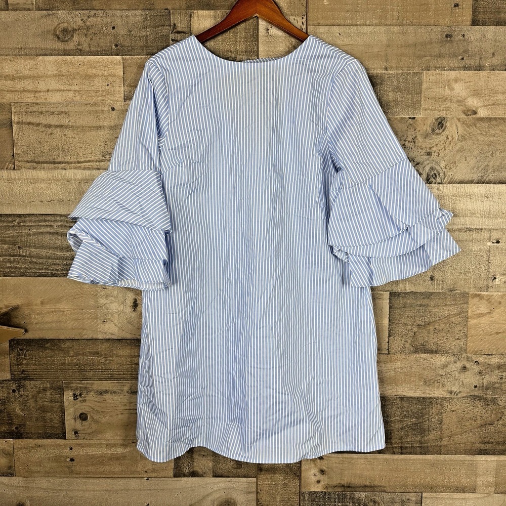 Bleuh Ciel Womens Size S Tunic Dress Blue & White Striped Ruffle‎ Sleeve New (2)
